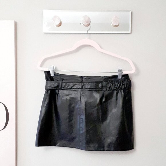 NWOT Zara black belted faux leather mini skirt, M - Picture 13 of 13